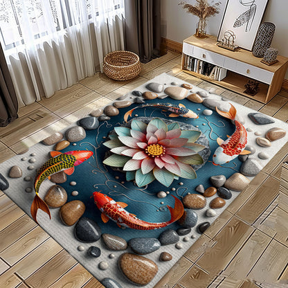 Koi Fish Area Rug – The Perfect Addition to Living Rooms and Bedrooms, Excellent Gift for Koi Fish Lovers, Koi Rugs, Koi Fish Rug Carpet for Koi Lovers Size 5x8, 4x6, 3x5, 2x3 FT Koi 39