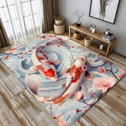 Charming Koi Fish Carpet for Your Bedroom or Living Room - An Ideal Gift for Koi Fish Lovers, Koi Rugs, Koi Fish Rug Carpet for Koi Lovers Size 5x8, 4x6, 3x5, 2x3 FT Koi 49