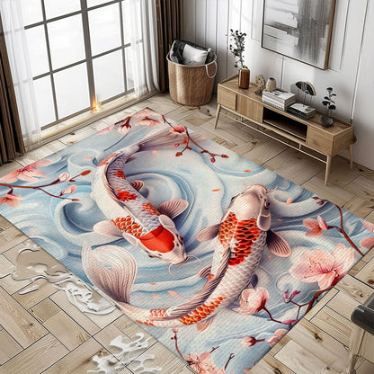 Charming Koi Fish Carpet for Your Bedroom or Living Room - An Ideal Gift for Koi Fish Lovers, Koi Rugs, Koi Fish Rug Carpet for Koi Lovers Size 5x8, 4x6, 3x5, 2x3 FT Koi 49