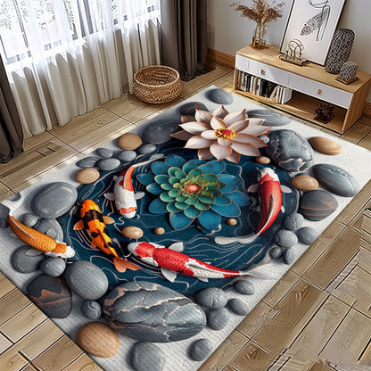 Stylish Koi Fish Area Rug – Ideal for Bedroom and Living Room Decor, Perfect Gift for Koi Fish Enthusiasts, Koi Rugs, Koi Fish Rug Carpet for Koi Lovers Size 5x8, 4x6, 3x5, 2x3 FT Koi 37