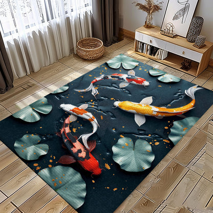 Elegant Koi Fish Area Rug – Perfect for Living Room, Bedroom, and as a Unique Gift for Koi Fish Lovers, Koi Rugs, Koi Fish Rug Carpet for Koi Lovers Size 5x8, 4x6, 3x5, 2x3 FT Koi 35