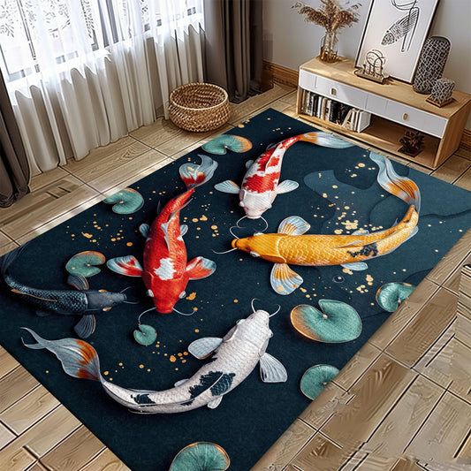 Koi Fish Area Rug for Bedrooms – Stylish Living Room Decor and Great Gift Idea for Koi Fish Enthusiasts, Koi Rugs, Koi Fish Rug Carpet for Koi Lovers Size 5x8, 4x6, 3x5, 2x3 FT Koi 34