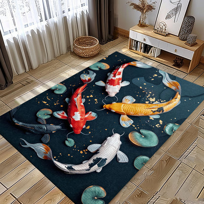 Koi Fish Area Rug for Bedrooms – Stylish Living Room Decor and Great Gift Idea for Koi Fish Enthusiasts, Koi Rugs, Koi Fish Rug Carpet for Koi Lovers Size 5x8, 4x6, 3x5, 2x3 FT Koi 34