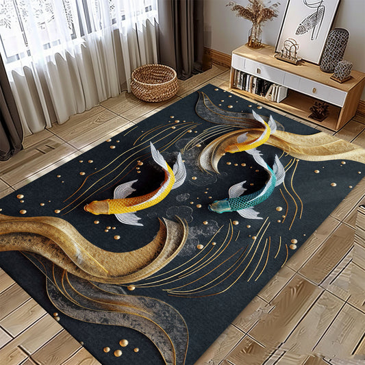 Unique Koi Fish Area Rug – Ideal for Living Room and Bedroom Decor, Perfect Gift for Koi Fish Lovers, Koi Rugs, Koi Fish Rug Carpet for Koi Lovers Size 5x8, 4x6, 3x5, 2x3 FT Koi 33