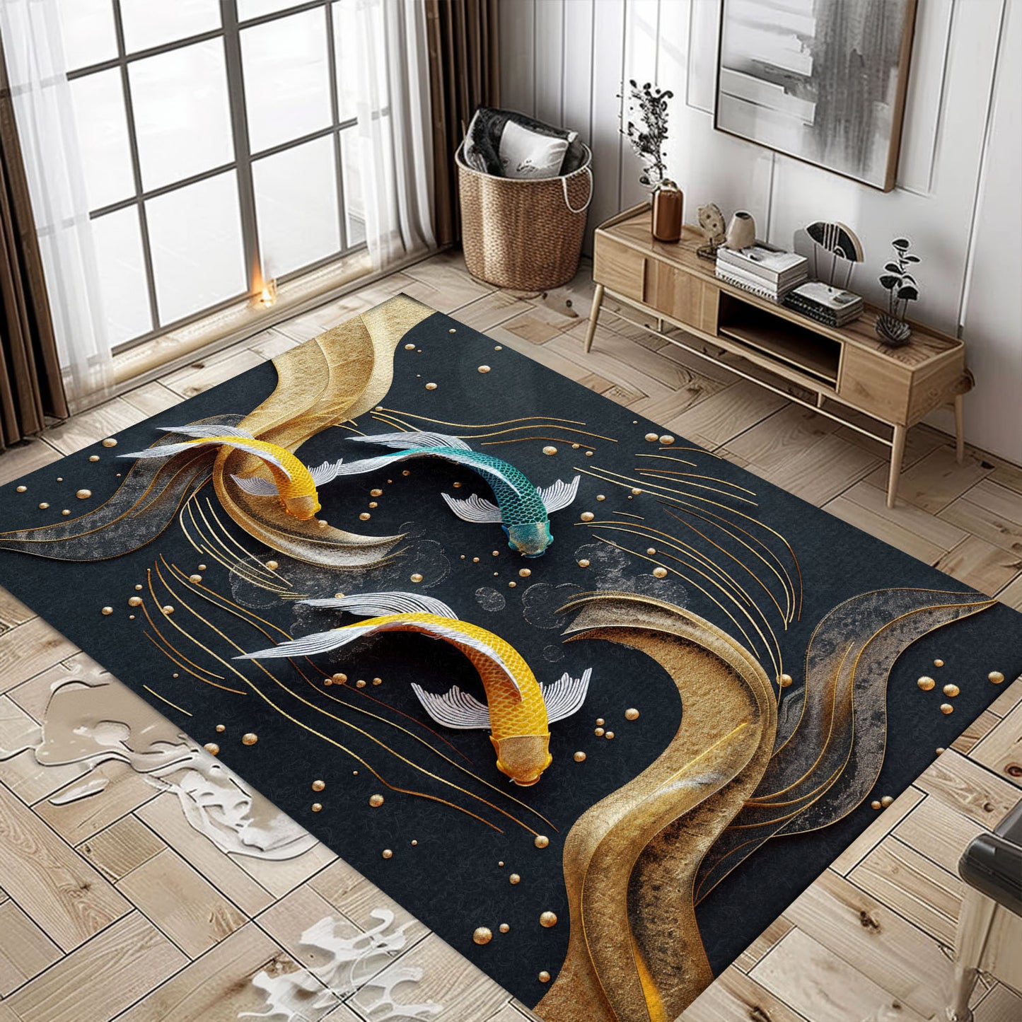 Unique Koi Fish Area Rug – Ideal for Living Room and Bedroom Decor, Perfect Gift for Koi Fish Lovers, Koi Rugs, Koi Fish Rug Carpet for Koi Lovers Size 5x8, 4x6, 3x5, 2x3 FT Koi 33