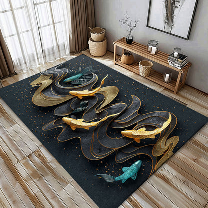 Enhance Your Home Decor with a Koi Fish Area Rug – Ideal for Living Rooms, Bedrooms, and Gifts for Koi Lovers, Koi Rugs, Koi Fish Rug Carpet for Koi Lovers Size 5x8, 4x6, 3x5, 2x3 FT Koi 31