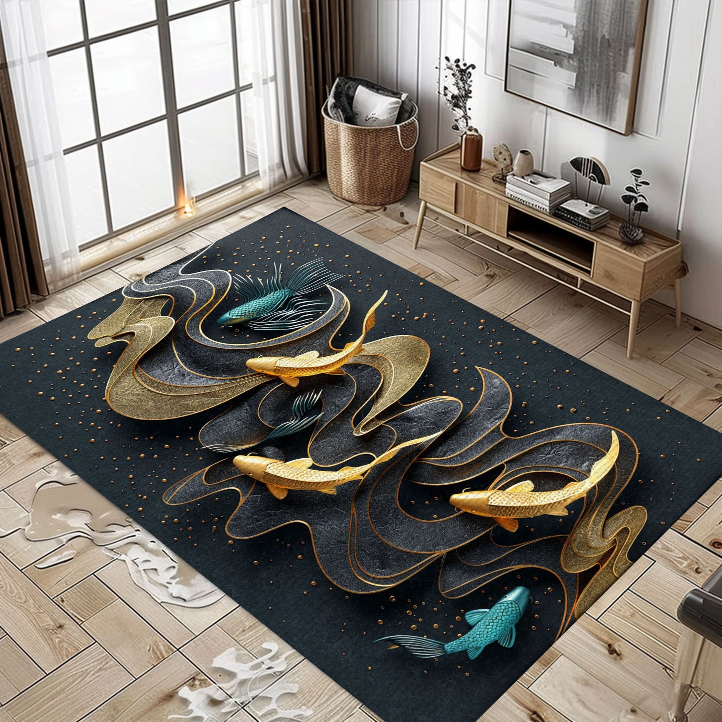 Enhance Your Home Decor with a Koi Fish Area Rug – Ideal for Living Rooms, Bedrooms, and Gifts for Koi Lovers, Koi Rugs, Koi Fish Rug Carpet for Koi Lovers Size 5x8, 4x6, 3x5, 2x3 FT Koi 31