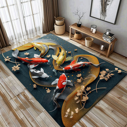 Beautiful Koi Fish Area Rug for Your Home – Ideal for Bedrooms and Living Rooms, Great Gift for Koi Enthusiasts, Koi Rugs, Koi Fish Rug Carpet for Koi Lovers Size 5x8, 4x6, 3x5, 2x3 FT Koi 29