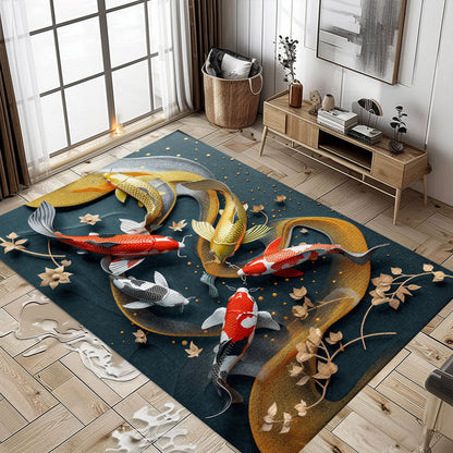 Beautiful Koi Fish Area Rug for Your Home – Ideal for Bedrooms and Living Rooms, Great Gift for Koi Enthusiasts, Koi Rugs, Koi Fish Rug Carpet for Koi Lovers Size 5x8, 4x6, 3x5, 2x3 FT Koi 29