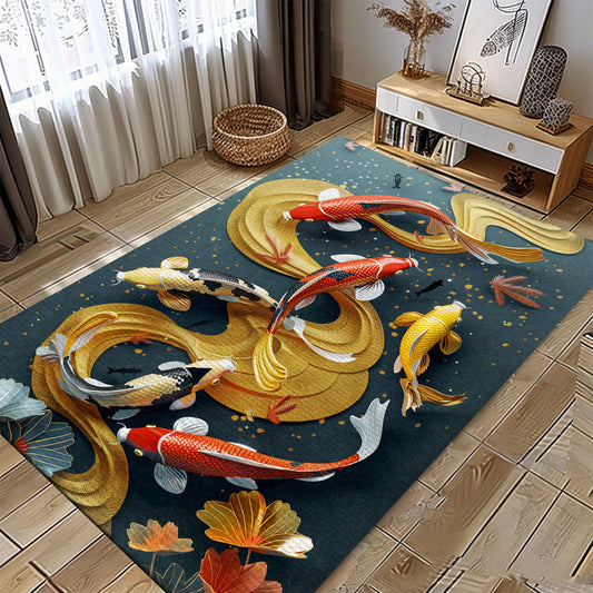 Unique Koi Fish Area Rug for Living Rooms – Perfect for Bedrooms and as a Thoughtful Gift for Koi Fish Lovers, Koi Rugs, Koi Fish Rug Carpet for Koi Lovers Size 5x8, 4x6, 3x5, 2x3 FT Koi 28