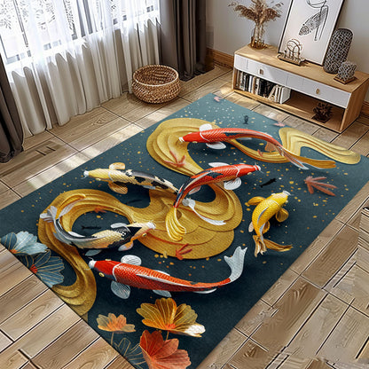 Unique Koi Fish Area Rug for Living Rooms – Perfect for Bedrooms and as a Thoughtful Gift for Koi Fish Lovers, Koi Rugs, Koi Fish Rug Carpet for Koi Lovers Size 5x8, 4x6, 3x5, 2x3 FT Koi 28