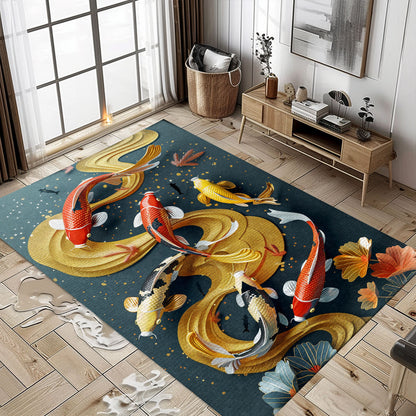 Unique Koi Fish Area Rug for Living Rooms – Perfect for Bedrooms and as a Thoughtful Gift for Koi Fish Lovers, Koi Rugs, Koi Fish Rug Carpet for Koi Lovers Size 5x8, 4x6, 3x5, 2x3 FT Koi 28