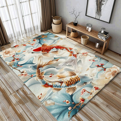 Beautiful Koi Fish Area Rug – Enhance Your Living Room or Bedroom, Great for Gifts for Koi Fish Lovers, Koi Rugs, Koi Fish Rug Carpet for Koi Lovers Size 5x8, 4x6, 3x5, 2x3 FT Koi 38