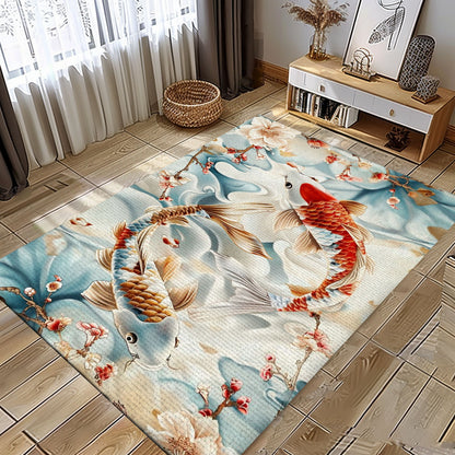 Beautiful Koi Fish Area Rug – Enhance Your Living Room or Bedroom, Great for Gifts for Koi Fish Lovers, Koi Rugs, Koi Fish Rug Carpet for Koi Lovers Size 5x8, 4x6, 3x5, 2x3 FT Koi 38