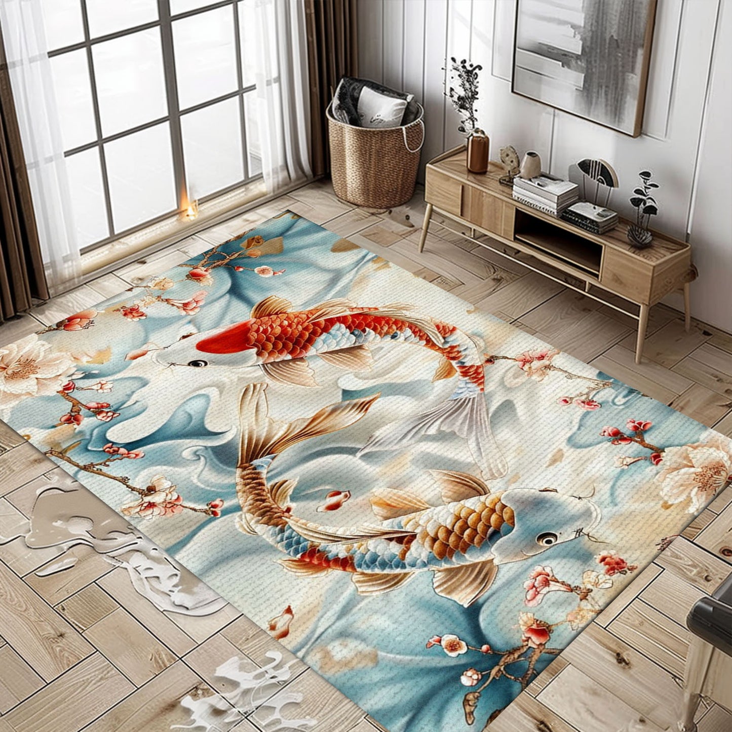 Beautiful Koi Fish Area Rug – Enhance Your Living Room or Bedroom, Great for Gifts for Koi Fish Lovers, Koi Rugs, Koi Fish Rug Carpet for Koi Lovers Size 5x8, 4x6, 3x5, 2x3 FT Koi 38