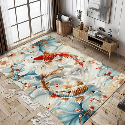 Beautiful Koi Fish Area Rug – Enhance Your Living Room or Bedroom, Great for Gifts for Koi Fish Lovers, Koi Rugs, Koi Fish Rug Carpet for Koi Lovers Size 5x8, 4x6, 3x5, 2x3 FT Koi 38