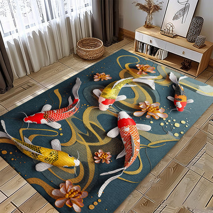 Add a Touch of Elegance with a Koi Fish Area Rug – Ideal for Living Rooms, Bedrooms, and Koi Fish Lovers, Koi Rugs, Koi Fish Rug Carpet for Koi Lovers Size 5x8, 4x6, 3x5, 2x3 FT Koi 26