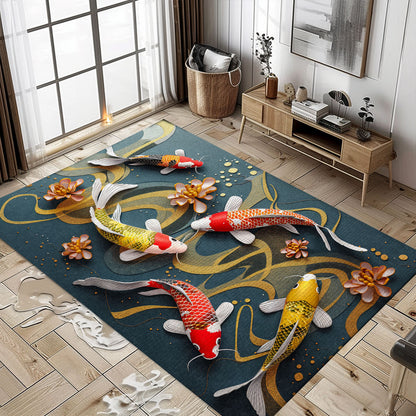 Add a Touch of Elegance with a Koi Fish Area Rug – Ideal for Living Rooms, Bedrooms, and Koi Fish Lovers, Koi Rugs, Koi Fish Rug Carpet for Koi Lovers Size 5x8, 4x6, 3x5, 2x3 FT Koi 26