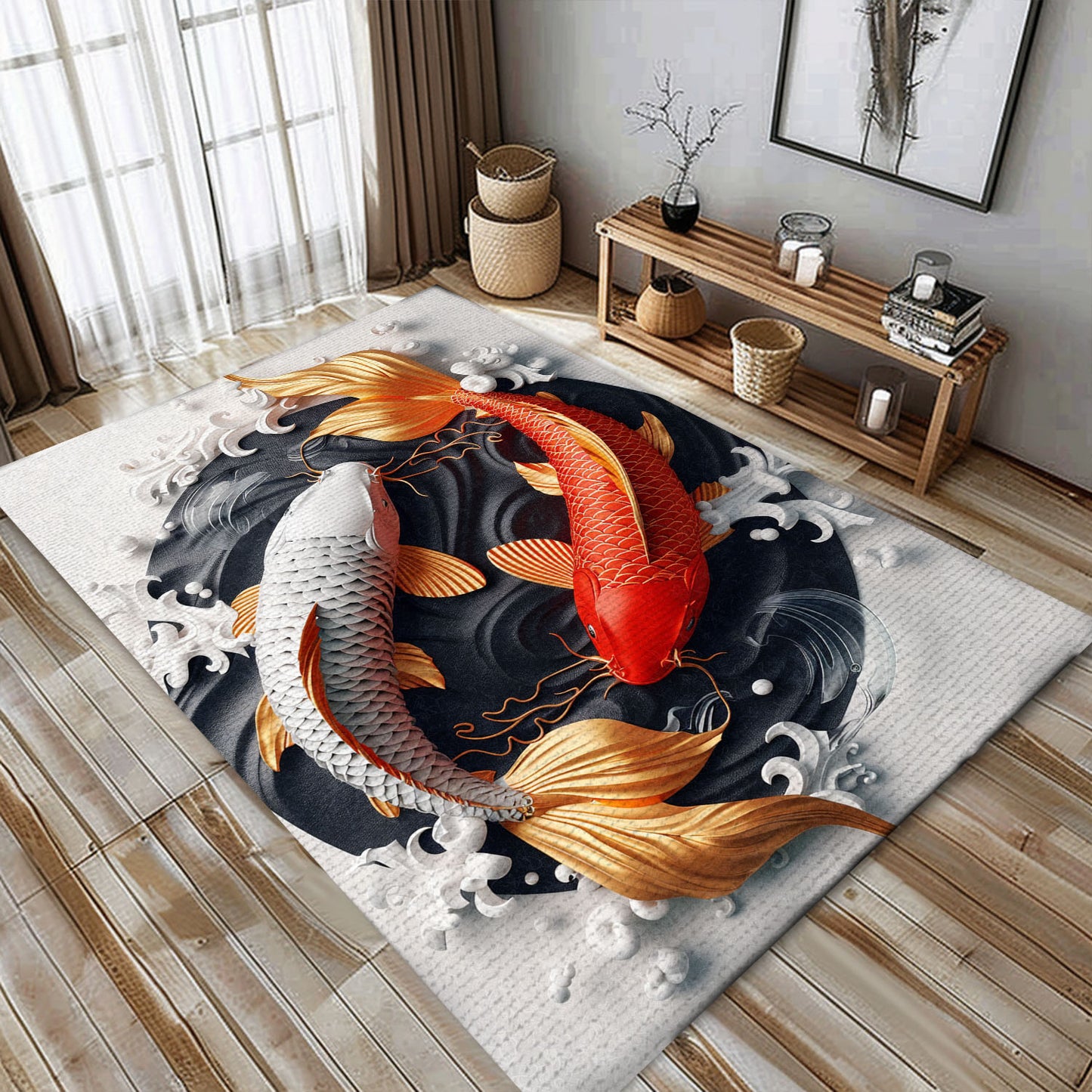 Stylish Koi Fish Area Rug for Your Bedroom – A Perfect Living Room Carpet and Thoughtful Gift for Koi Enthusiasts, Koi Rugs, Koi Fish Rug Carpet for Koi Lovers Size 5x8, 4x6, 3x5, 2x3 FT Koi 25