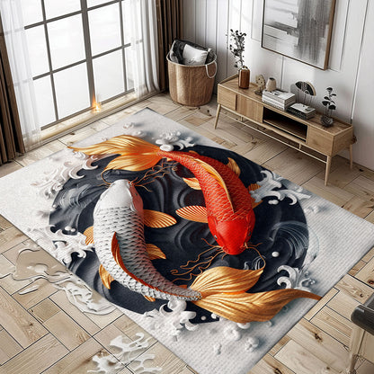 Stylish Koi Fish Area Rug for Your Bedroom – A Perfect Living Room Carpet and Thoughtful Gift for Koi Enthusiasts, Koi Rugs, Koi Fish Rug Carpet for Koi Lovers Size 5x8, 4x6, 3x5, 2x3 FT Koi 25