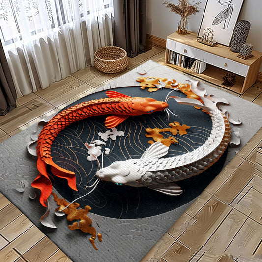 Koi Fish Area Rug for Living Room – An Exquisite Carpet That Doubles as Bedroom Decor and a Gift for Koi Lovers, Koi Rugs, Koi Fish Rug Carpet for Koi Lovers Size 5x8, 4x6, 3x5, 2x3 FT Koi 24