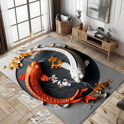 Koi Fish Area Rug for Living Room – An Exquisite Carpet That Doubles as Bedroom Decor and a Gift for Koi Lovers, Koi Rugs, Koi Fish Rug Carpet for Koi Lovers Size 5x8, 4x6, 3x5, 2x3 FT Koi 24