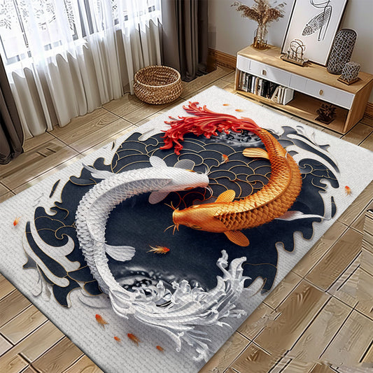 Transform Your Space with a Beautiful Koi Fish Area Rug – Perfect for Living Rooms and Koi Fish Lovers' Bedrooms, Koi Rugs, Koi Fish Rug Carpet for Koi Lovers Size 5x8, 4x6, 3x5, 2x3 FT Koi 23