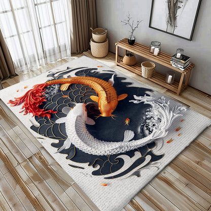 Transform Your Space with a Beautiful Koi Fish Area Rug – Perfect for Living Rooms and Koi Fish Lovers' Bedrooms, Koi Rugs, Koi Fish Rug Carpet for Koi Lovers Size 5x8, 4x6, 3x5, 2x3 FT Koi 23