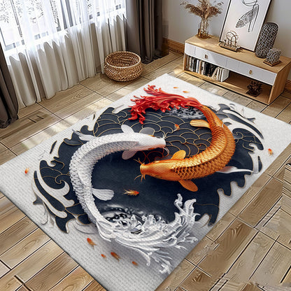 Transform Your Space with a Beautiful Koi Fish Area Rug – Perfect for Living Rooms and Koi Fish Lovers' Bedrooms, Koi Rugs, Koi Fish Rug Carpet for Koi Lovers Size 5x8, 4x6, 3x5, 2x3 FT Koi 23