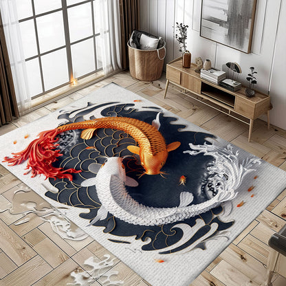 Transform Your Space with a Beautiful Koi Fish Area Rug – Perfect for Living Rooms and Koi Fish Lovers' Bedrooms, Koi Rugs, Koi Fish Rug Carpet for Koi Lovers Size 5x8, 4x6, 3x5, 2x3 FT Koi 23