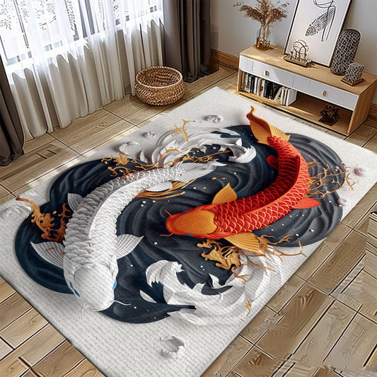 Elegant Koi Fish Area Rug for Living Room – Unique Design Ideal for Bedroom Decor and Gifts for Koi Enthusiasts, Koi Rugs, Koi Fish Rug Carpet for Koi Lovers Size 5x8, 4x6, 3x5, 2x3 FT Koi 22