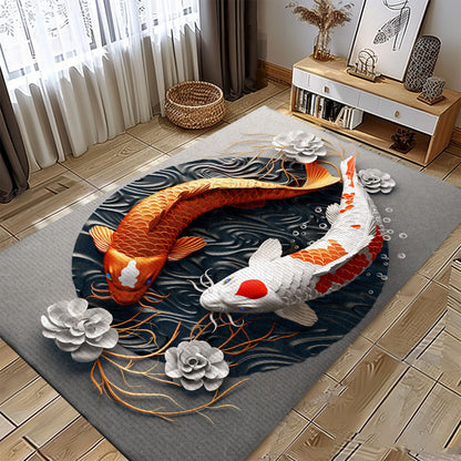 Unique Koi Fish Carpet – Ideal for Living Room and Bedroom Decor, Perfect for Koi Fish Lovers and Gifts, Koi Rugs, Koi Fish Rug Carpet for Koi Lovers Size 5x8, 4x6, 3x5, 2x3 FT Koi 20