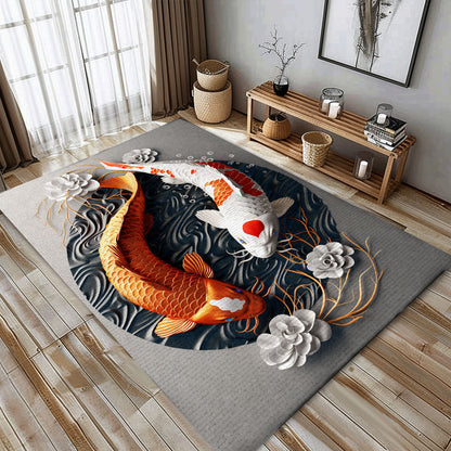 Unique Koi Fish Carpet – Ideal for Living Room and Bedroom Decor, Perfect for Koi Fish Lovers and Gifts, Koi Rugs, Koi Fish Rug Carpet for Koi Lovers Size 5x8, 4x6, 3x5, 2x3 FT Koi 20