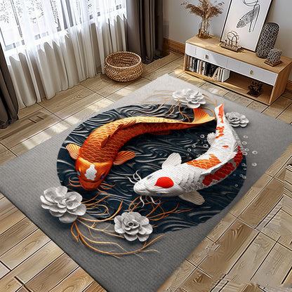 Unique Koi Fish Carpet – Ideal for Living Room and Bedroom Decor, Perfect for Koi Fish Lovers and Gifts, Koi Rugs, Koi Fish Rug Carpet for Koi Lovers Size 5x8, 4x6, 3x5, 2x3 FT Koi 20