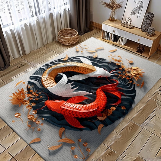 Koi Fish Rug – The Perfect Addition to Living Rooms and Bedrooms, Excellent Gift for Koi Fish Lovers, Koi Rugs, Koi Fish Rug Carpet for Koi Lovers Size 5x8, 4x6, 3x5, 2x3 FT Koi 19