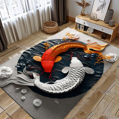 Beautiful Koi Fish Carpet – Enhance Your Living Room or Bedroom, Great for Gifts for Koi Fish Lovers, Koi Rugs, Koi Fish Rug Carpet for Koi Lovers Size 5x8, 4x6, 3x5, 2x3 FT Koi 18