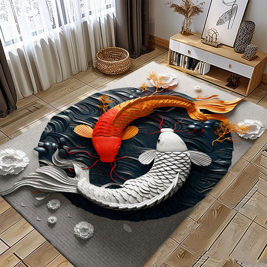 Beautiful Koi Fish Carpet – Enhance Your Living Room or Bedroom, Great for Gifts for Koi Fish Lovers, Koi Rugs, Koi Fish Rug Carpet for Koi Lovers Size 5x8, 4x6, 3x5, 2x3 FT Koi 18