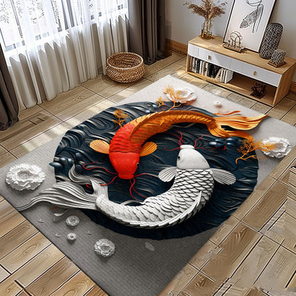 Beautiful Koi Fish Carpet – Enhance Your Living Room or Bedroom, Great for Gifts for Koi Fish Lovers, Koi Rugs, Koi Fish Rug Carpet for Koi Lovers Size 5x8, 4x6, 3x5, 2x3 FT Koi 18