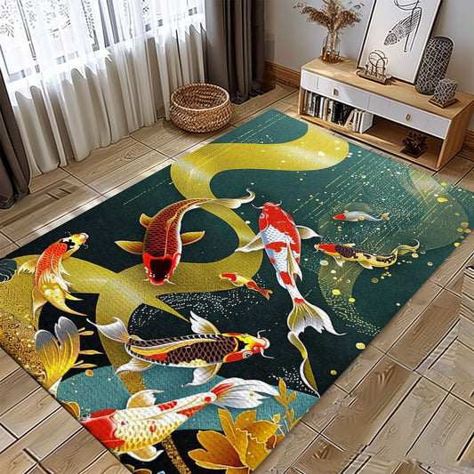 Koi Fish Area Rug – The Perfect Blend of Bedroom Elegance and Living Room Style for Koi Fish Enthusiasts, Koi Rugs, Koi Fish Rug Carpet for Koi Lovers Size 5x8, 4x6, 3x5, 2x3 FT Koi 27