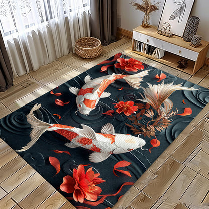 Elegant Koi Fish Rug – Perfect for Living Room, Bedroom, and as a Unique Gift for Koi Fish Lovers, Koi Rugs, Koi Fish Rug Carpet for Koi Lovers Size 5x8, 4x6, 3x5, 2x3 FT Koi 15