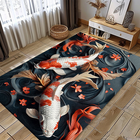 Koi Fish Rug for Bedrooms – Stylish Living Room Decor and Great Gift Idea for Koi Fish Enthusiasts, Koi Rugs, Koi Fish Rug Carpet for Koi Lovers Size 5x8, 4x6, 3x5, 2x3 FT Koi 14