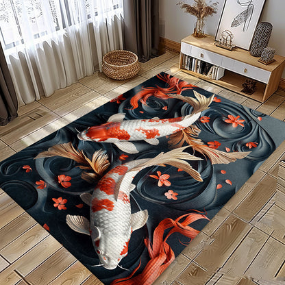 Koi Fish Rug for Bedrooms – Stylish Living Room Decor and Great Gift Idea for Koi Fish Enthusiasts, Koi Rugs, Koi Fish Rug Carpet for Koi Lovers Size 5x8, 4x6, 3x5, 2x3 FT Koi 14