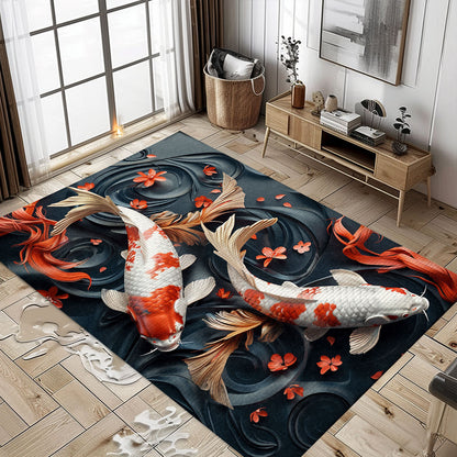 Koi Fish Rug for Bedrooms – Stylish Living Room Decor and Great Gift Idea for Koi Fish Enthusiasts, Koi Rugs, Koi Fish Rug Carpet for Koi Lovers Size 5x8, 4x6, 3x5, 2x3 FT Koi 14