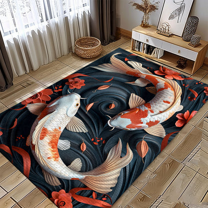 Unique Koi Fish Carpet – Ideal for Living Room and Bedroom Decor, Perfect Gift for Koi Fish Lovers, Koi Rugs, Koi Fish Rug Carpet for Koi Lovers Size 5x8, 4x6, 3x5, 2x3 FT Koi 13