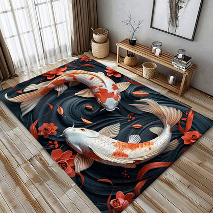 Unique Koi Fish Carpet – Ideal for Living Room and Bedroom Decor, Perfect Gift for Koi Fish Lovers, Koi Rugs, Koi Fish Rug Carpet for Koi Lovers Size 5x8, 4x6, 3x5, 2x3 FT Koi 13