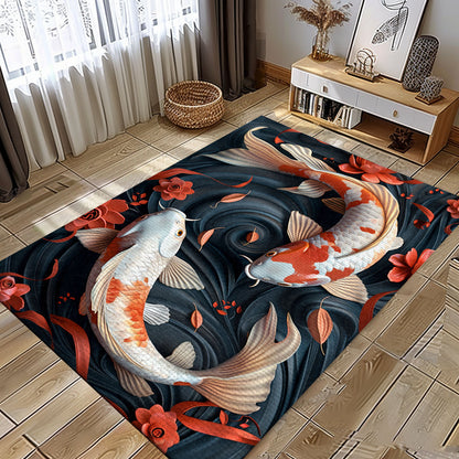 Unique Koi Fish Carpet – Ideal for Living Room and Bedroom Decor, Perfect Gift for Koi Fish Lovers, Koi Rugs, Koi Fish Rug Carpet for Koi Lovers Size 5x8, 4x6, 3x5, 2x3 FT Koi 13