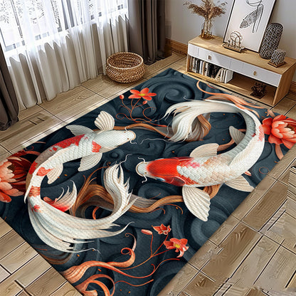 Koi Fish Rug – Perfect for Adding Elegance to Your Bedroom or Living Room, Great Gift for Koi Enthusiasts, Koi Rugs, Koi Fish Rug Carpet for Koi Lovers Size 5x8, 4x6, 3x5, 2x3 FT Koi 12