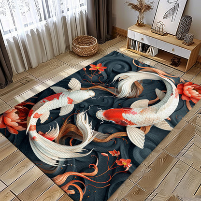 Koi Fish Rug – Perfect for Adding Elegance to Your Bedroom or Living Room, Great Gift for Koi Enthusiasts, Koi Rugs, Koi Fish Rug Carpet for Koi Lovers Size 5x8, 4x6, 3x5, 2x3 FT Koi 12