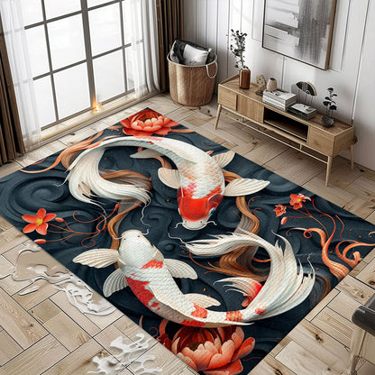 Koi Fish Rug – Perfect for Adding Elegance to Your Bedroom or Living Room, Great Gift for Koi Enthusiasts, Koi Rugs, Koi Fish Rug Carpet for Koi Lovers Size 5x8, 4x6, 3x5, 2x3 FT Koi 12