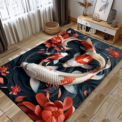 Enhance Your Home Decor with a Koi Fish Rug – Ideal for Living Rooms, Bedrooms, and Gifts for Koi Lovers, Koi Rugs, Koi Fish Rug Carpet for Koi Lovers Size 5x8, 4x6, 3x5, 2x3 FT Koi 11